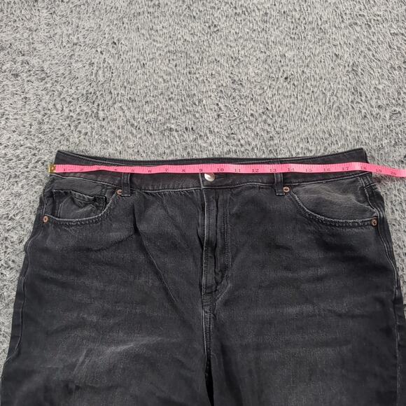 American Eagle Jeans Women 16 Black Mom Jean High Rise Distressed Stretch Denim - Picture 5 of 9